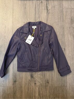 Girls' Purple Faux Leather Moto Jacket